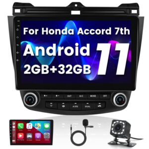 2gb+32gb android 11 car stereo for honda accord radio 7th 2003-2007: 10 inch touch screen car radio with wireless apple carplay android auto split screen gps bt fm hifi mic rear camera