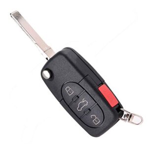 ocpty 1 x flip key entry remote control key fob transmitter replacement for audi a4 a4 quattro a6 a6 quattro a8 a8 quattro allroad quattro cabriolet 4d0837231p 4 buttons