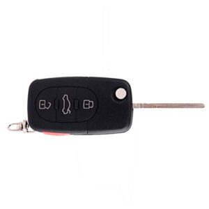 OCPTY 1 X Flip Key Entry Remote Control Key Fob Transmitter Replacement for Audi A4 A4 Quattro A6 A6 Quattro A8 A8 Quattro Allroad Quattro Cabriolet 4D0837231P 4 Buttons