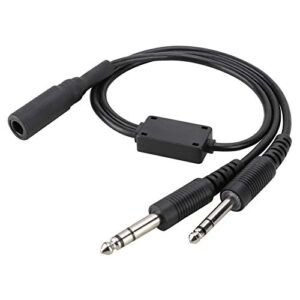 bindpo u174 headset male-female adapter cable, dual ga plugs helicopter to general aviation headphone adapter cord for david clark avcomm
