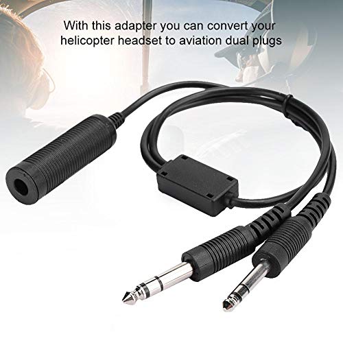 Bindpo U174 Headset Male-Female Adapter Cable, Dual GA Plugs Helicopter to General Aviation Headphone Adapter Cord for David Clark AVCOMM