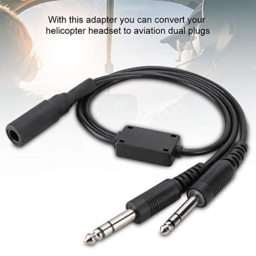 Bindpo U174 Headset Male-Female Adapter Cable, Dual GA Plugs Helicopter to General Aviation Headphone Adapter Cord for David Clark AVCOMM