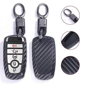 royalfox(tm) 3 4 5 buttons tpu smart keyless remote key fob case cover for 2017 2018 2019 2020 ford mustang explorer edge fusion mondeo f150 f250 f350 f450 f550 (black carbon fiber texture)