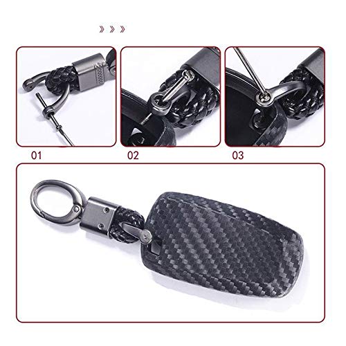 Royalfox(TM) 3 4 5 Buttons TPU Smart keyless Remote Key Fob case Cover for 2017 2018 2019 2020 Ford Mustang Explorer Edge Fusion Mondeo F150 F250 F350 F450 F550 (Black Carbon Fiber Texture)