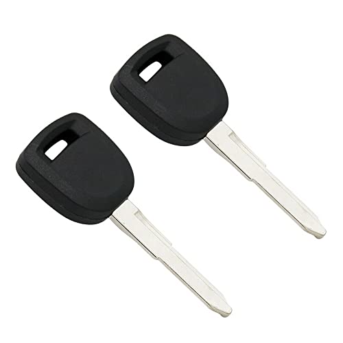 2x New Transponder Ignition Uncut Blank Insert Key Compatible With & Fits For Mazda - 4D63 80 Bit