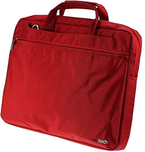 Navitech Red Sleek Water Resistant Travel Bag - Compatible with DBPOWER 12.5" Portable DVD Player
