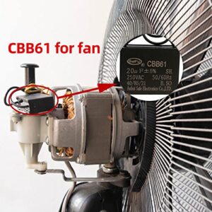 AKZYTUE CBB61 Capacitor 20uf 250V AC Ceiling Fan 2 Wire 50/60Hz for Starting Electric Fan Generator Pump Motor