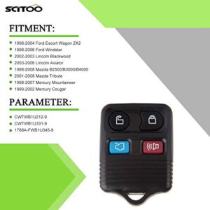 SCITOO 1PC New Key Fob Keyless Entry Remote Shell Case 4 Buttons Compatible with for Ford for Mazda for Mercury for Lincoln CWTWB1U212-9