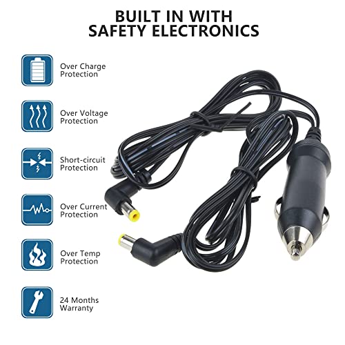 SupplySource DC Car Charger Adapter Replacement for Sylvania SDVD7014 SDVD7015 SDVD7027 Dual DVD Player