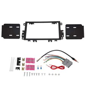 ecotric double din car stereo radio install radio bezel dash kit trim bezel w/wire harness compatible with select 1992-2012 buick chevy gmc- – compatible vehicles listed below