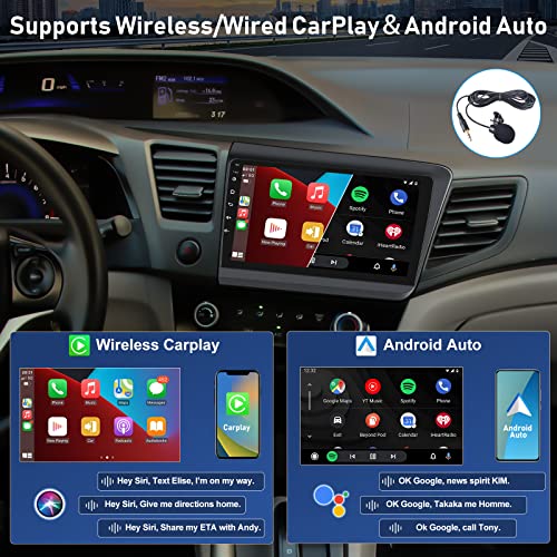 Android 2G+32G Car Stereo for Honda Civic 2012 2013 2014 2015 with GPS Navigation 9 inch HD Touchscreen Car Radio with Bluetooth FM in Dadh Head Unit with WiFi Mirror Link EQ Subwoofer Backup Camera …