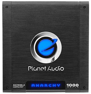 planet audio ac1000.2 2 channel car amplifier – 1000 watts, full range, class a/b, 2-4 ohm stable, mosfet power supply, bridgeable