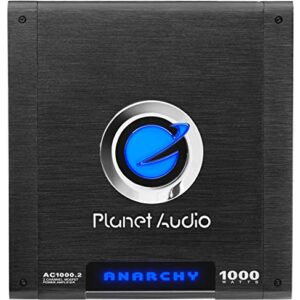 Planet Audio AC1000.2 2 Channel Car Amplifier - 1000 Watts, Full Range, Class A/B, 2-4 Ohm Stable, Mosfet Power Supply, Bridgeable