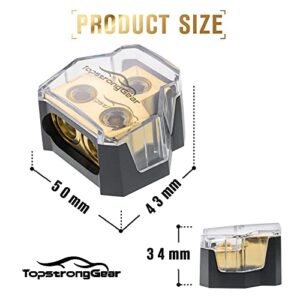 TOPSTRONGGEAR 0/2/4 Gauge in 4/8 Gauge Out 2 Way Amp Copper Power Distribution Block for Car Audio Splitter