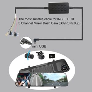 INSEETECH Hardwire Kit, Dash Cam Hardwire Kit with 12-24V to 5V Mini USB, 24H Parking Monitoring, Time-Lapse Video, Low Voltage Protection to Prevent Battery Power Outages for INSEETECH DashCam01