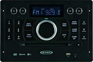 jensen jwm6a dvd|usb|aux|hdmi| wallmount stereo with app control (jcontrol), bluetooth a2dp/avrcp streaming audio, compatible with ipod/iphone control & charging, dvd/cd-r/rw/mp3, 12v dc (renewed)