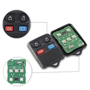2 Replacement Car Key Fob Keyless Entry Remote fits Ford, 1998-2016 Clicker Transmitter ,Button for Ford, Mazda, Mercury, Lincoln, Set of 2 (Four Key)
