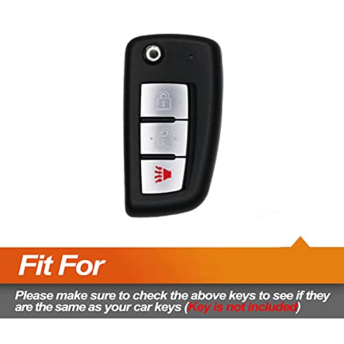 Silicone Key Fob Cover Fit for 2021 2020 2019 2018 2017 Nissan Rogue 2014 2015 Nissan Rogue Select 2017 Nissan Rogue Sport Flip 3 Buttons| Car Accessories | Remote Key Protection Case - Black & Blue