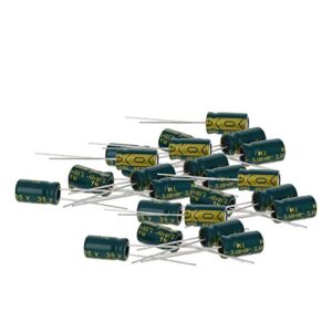 bettomshin 100pcs aluminum radial electrolytic capacitor low esr green 100uf 35v 6x11mm high ripple current,low impedance for tv, lcd monitor, radio, stereo, game