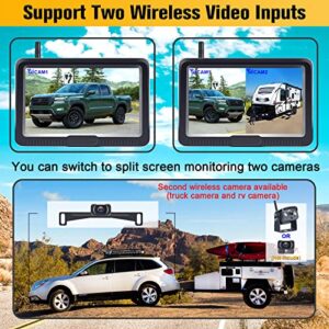 Wireless Backup Camera HD 1080P 5 Inch Monitor Stable Digital Signals Bluetooth Rear View Reverse License Plate Cam for Car Truck Camper Wide Viewing Angle DIY Parking Guide Lines D35