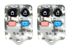 2x camouflage new keyless entry 4 button remote car key fob fobik compatible with mustang escape expedition explorer focus fusion taurus escort lincoln navigator town car mercury with diy programming