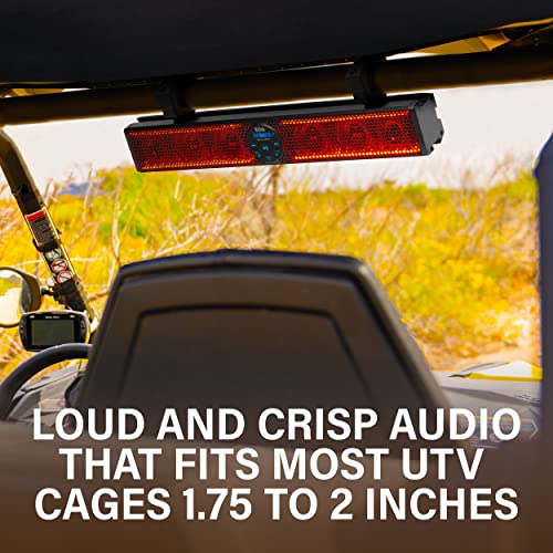 BOSS Audio Systems BRT25SLR ATV UTV Sound Bar Speaker System - 25 Inches Wide, IPX5 Rated Weatherproof, Bluetooth Audio, Amplified, 3 inch Speakers, 1 Inch Tweeters, USB Port, Multicolor Illumination