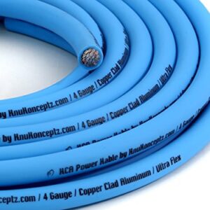 KnuKonceptz KCA Kandy Kable Neon Blue 4 Gauge Power Wire (Sold in 10 Foot increments)