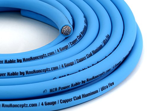 KnuKonceptz KCA Kandy Kable Neon Blue 4 Gauge Power Wire (Sold in 10 Foot increments)