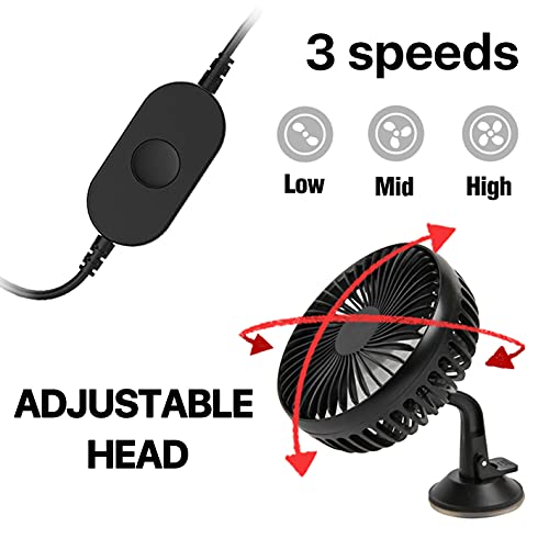 KMMOTORS Cooling Car Fan, Baby Pet Car Seat Rear Seat Headrest Window fan, USB Plug for Car/Vehicle