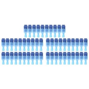 RuiLing 100 PCS Self-Stripping T-Tap Electrical Connectors Wire Quickly Splice Connector and Insulated Male Quick Disconnect Terminals (Blue)