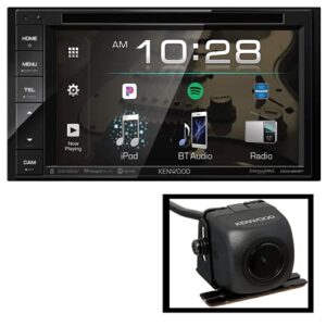 kenwood ddx26bt double din siriusxm ready bluetooth in-dash dvd/cd/am/fm car stereo receiver w/ 6.2″ touchscreen | plus kenwood cmos-130 rearview camera with universal mounting hardware