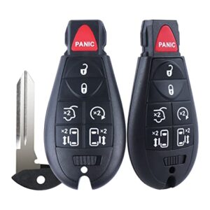 OEM Keyless Entry Remote Key Fob Replacement fit 2008-2019 Dodge Grand Caravan, 2008-2016 Chrysler Town and Country (M3N5WY783X IYZ-C01C 433MHZ 7Btn) Set of 2