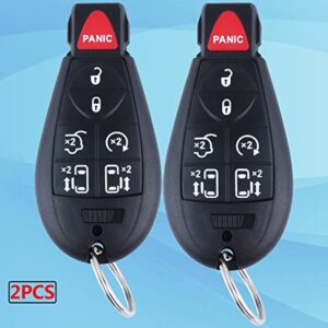 OEM Keyless Entry Remote Key Fob Replacement fit 2008-2019 Dodge Grand Caravan, 2008-2016 Chrysler Town and Country (M3N5WY783X IYZ-C01C 433MHZ 7Btn) Set of 2