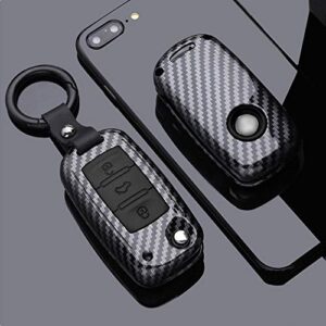 sanrily 1pcs key fob cover case for bmw x1 x3 x5 x6 5 series 2018 7 series 2017 up 2 series 6 series gt carbon fiber abs silicone keyless remote key fob protector with keychain black