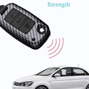 SANRILY 1Pcs Key Fob Cover Case for BMW X1 X3 X5 X6 5 Series 2018 7 Series 2017 up 2 Series 6 Series GT Carbon Fiber ABS Silicone Keyless Remote Key Fob Protector with Keychain Black