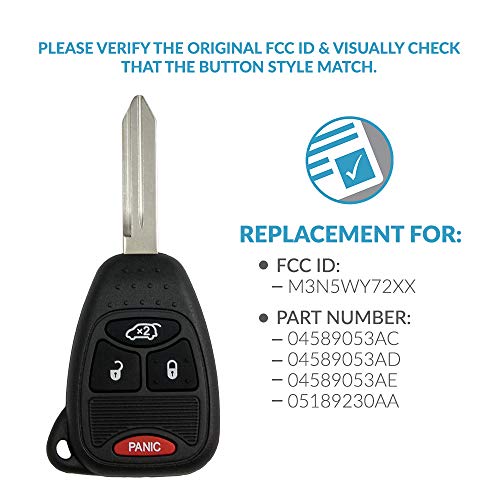 Keyless2Go Replacement for Keyless Entry Remote Car Key Vehicles That Use 4 Button M3N5WY72XX - 2 Pack