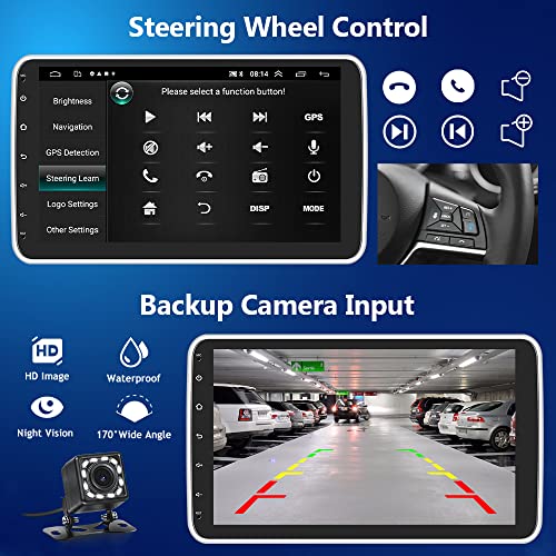 Android Stereo Hikity Single Din Car Stereo 10" HD Capacitive Vertical Rotatable Touch Screen Car Radio with Bluetooth GPS & Backup Camera, Car Audio Receivers Support WiFi Subwoofer Mirror Link