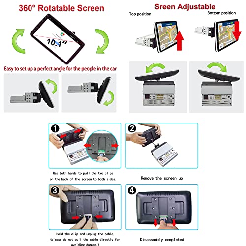 Android Stereo Hikity Single Din Car Stereo 10" HD Capacitive Vertical Rotatable Touch Screen Car Radio with Bluetooth GPS & Backup Camera, Car Audio Receivers Support WiFi Subwoofer Mirror Link