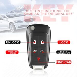 5 Buttons Keyless Entry Flip Car Remote Key Fob Fits for Chevy Camaro, Cruze, Equinox,GMC Terrain, Lacrosse,2010-2016/Chevy Malibu Impala 2014-2016 FCC: OHT01060512 315Mhz,(1 Pack)