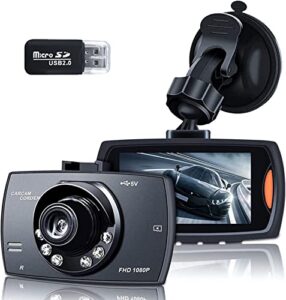 dash camera for cars, dash cam 1080p full hd dual, g-sensor,dashcam 140 wide angle 2.7″ lcd display, super night vision, parking monitor, wdr, loop recording