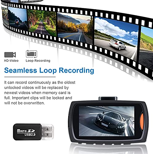 Dash Camera for Cars, Dash Cam 1080P Full HD Dual, G-Sensor,Dashcam 140 Wide Angle 2.7" LCD Display, Super Night Vision, Parking Monitor, WDR, Loop Recording