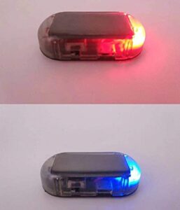 g · peh car solar power simulated dummy alarm warning anti-theft led flashing security light with usb port (blu+red)