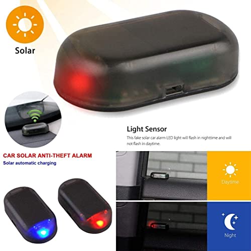 G · PEH Car Solar Power Simulated Dummy Alarm Warning Anti-Theft LED Flashing Security Light with USB Port (Blu+Red)