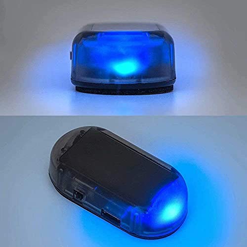 G · PEH Car Solar Power Simulated Dummy Alarm Warning Anti-Theft LED Flashing Security Light with USB Port (Blu+Red)