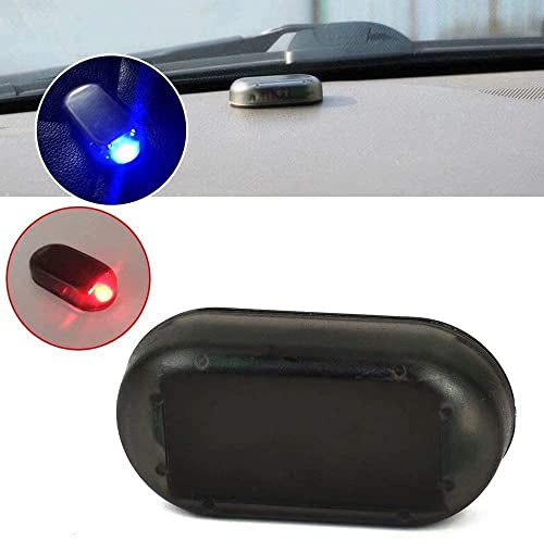 G · PEH Car Solar Power Simulated Dummy Alarm Warning Anti-Theft LED Flashing Security Light with USB Port (Blu+Red)