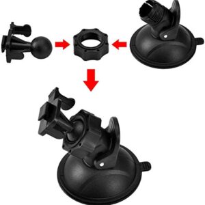 TiToeKi Dash Cam Suction Mount with 15+ Swivel Ball Adapters Compatible with Rexing V1, UGSHD, Falcon F170, KDLINKS, Vantrue, APEMAN, , Z-Edge, Roav, Old Shark, YI, Peztio, UGSHD and Most Dash Cameras