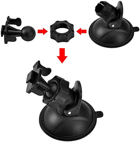 TiToeKi Dash Cam Suction Mount with 15+ Swivel Ball Adapters Compatible with Rexing V1, UGSHD, Falcon F170, KDLINKS, Vantrue, APEMAN, , Z-Edge, Roav, Old Shark, YI, Peztio, UGSHD and Most Dash Cameras