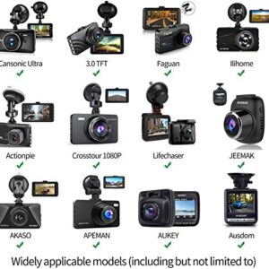 TiToeKi Dash Cam Suction Mount with 15+ Swivel Ball Adapters Compatible with Rexing V1, UGSHD, Falcon F170, KDLINKS, Vantrue, APEMAN, , Z-Edge, Roav, Old Shark, YI, Peztio, UGSHD and Most Dash Cameras