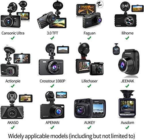 TiToeKi Dash Cam Suction Mount with 15+ Swivel Ball Adapters Compatible with Rexing V1, UGSHD, Falcon F170, KDLINKS, Vantrue, APEMAN, , Z-Edge, Roav, Old Shark, YI, Peztio, UGSHD and Most Dash Cameras