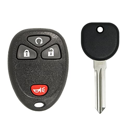 Keyless2Go Replacement for Keyless Entry Car Key Vehicles That Use 4 Button 15913421 OUC60270, Self-Programming - with New Uncut Transponder Ignition Car Key Circle Plus B111